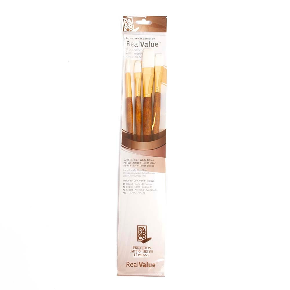 Princeton, White, Brushes, Art & School, Real Value, White Taklon, 4 piece, 400971